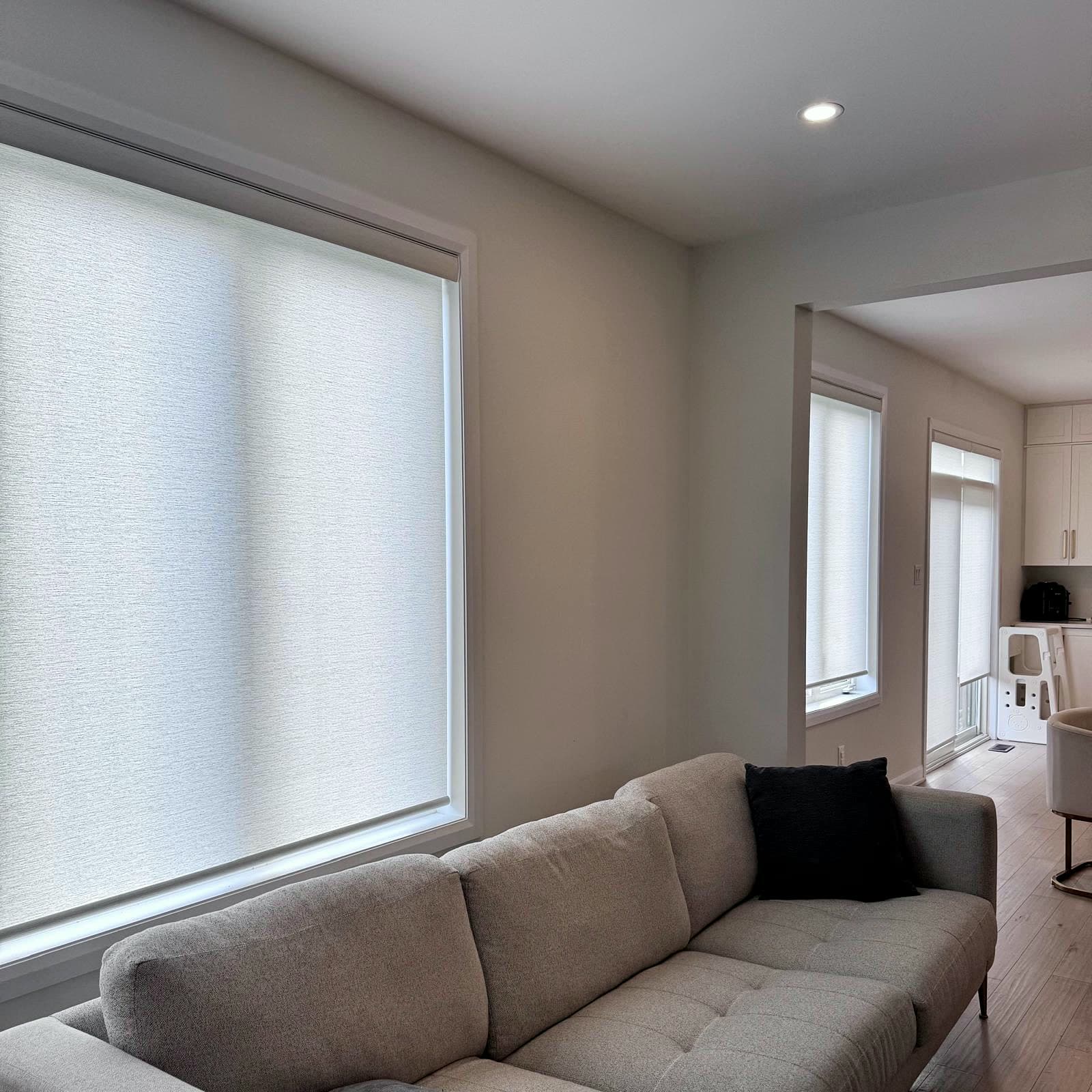 Grande toile enrouleuse dans un salon